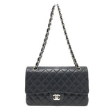 Chanel A01112 Double Chain W flap Shoulder Bag SVHardware Black Wine Red/SilverHardware