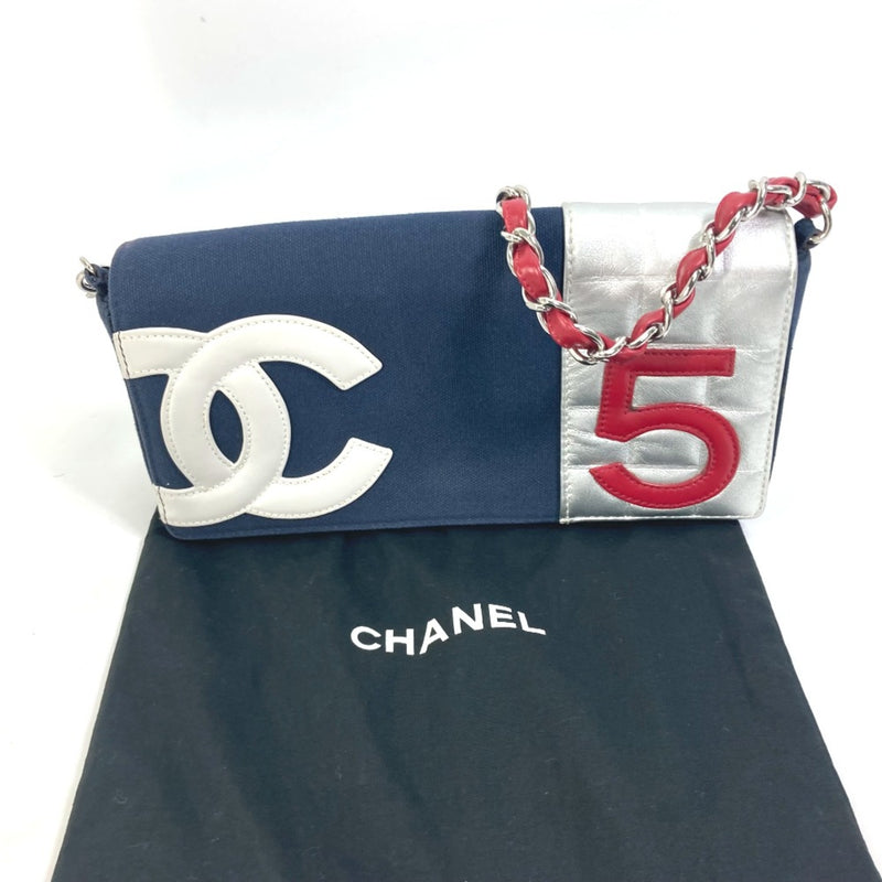 Chanel vintage Chain bag shoulder bag Shoulder Bag Navy Red x Silver