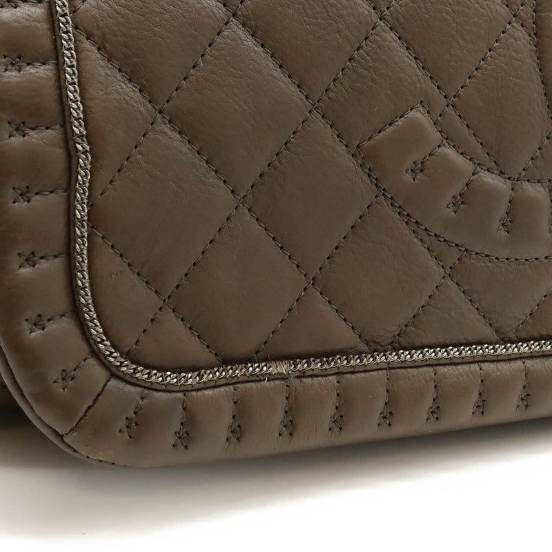 CHANEL Coco Mark Matelasse Shoulder Bag Chain Quilted Leather Mocha Brown