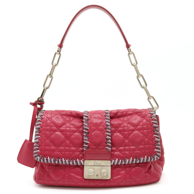 Christian Dior New Rock Cannage Chain Shoulder Bag Leather Fuchsia Pink