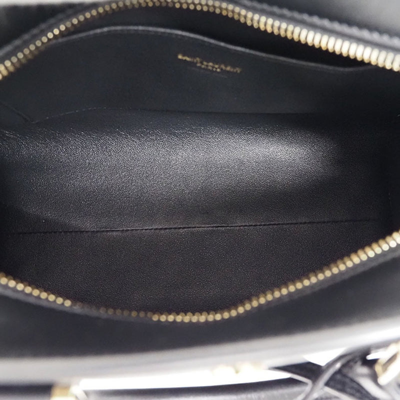 YSL SAINT LAURENT Baby Cabas Handbag Black 568853 Leather Women's