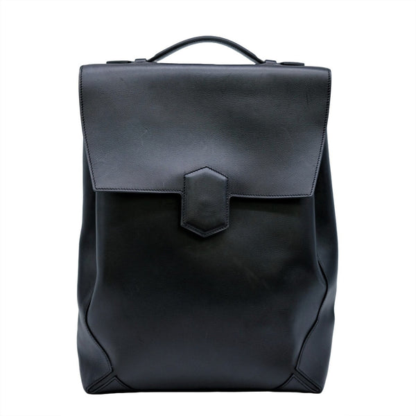 HERMES Backpack Flash Evergrain Leather Black