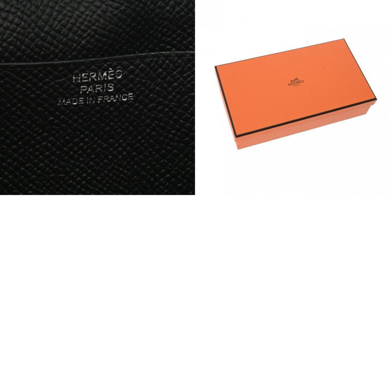 HERMES Hermes Bearn Souffle Black A Stamp (around 2017) Unisex Epsom Leather Long Wallet