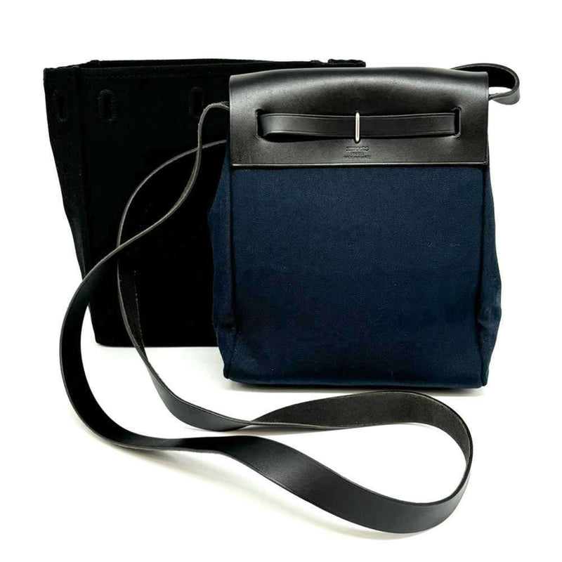 Hermes Airbag TPM Toile □H stamp Serie Navy Black HERMES