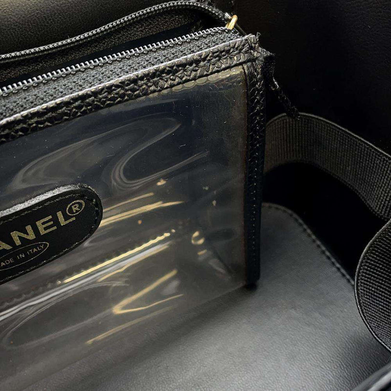 Chanel handbag vanity Coco mark caviar skin CHANEL 2way shoulder bag makeup box pouch black