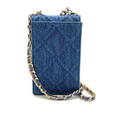 Chanel Bag 19 Chain Shoulder Blue x Pochette Smartphone Pouch Crossbody Women's Denim Canvas CHANEL