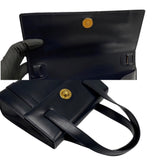 CELINE Vintage Star Ball Metal Fittings Calf Leather Genuine 2way Handbag Shoulder Bag Navy