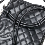 CHANEL Cambon Line Coco Mark Quilted Shoulder Bag Black Leather Women's