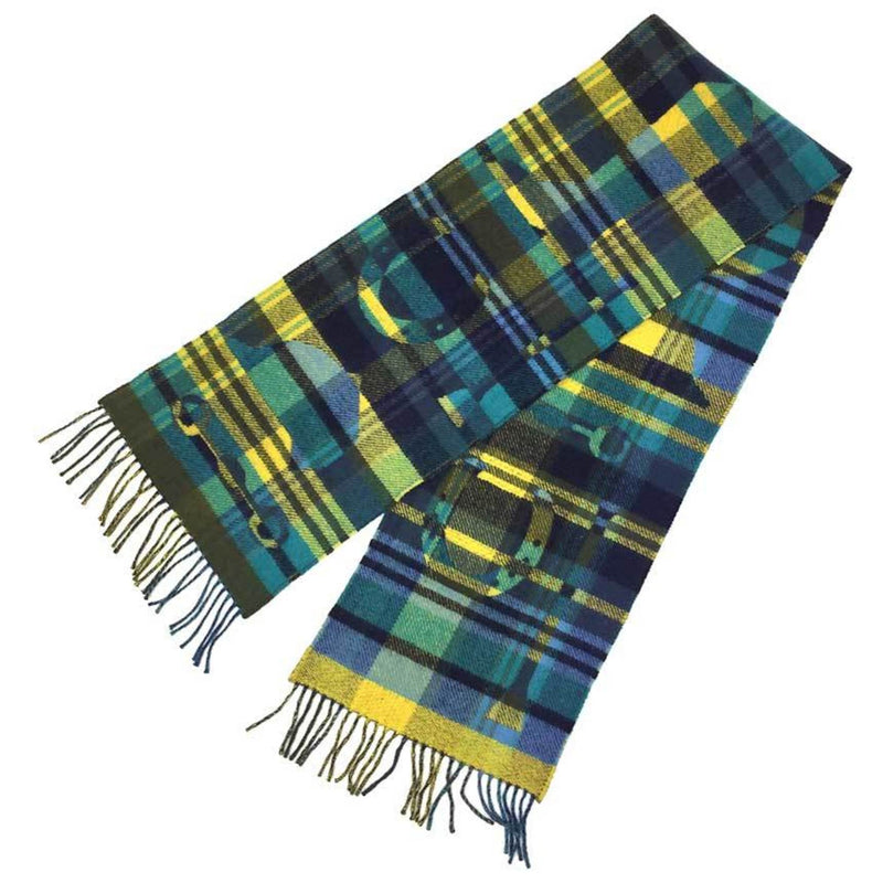 HERMES Men's Scarf Tartan Check Echarpe HER-MES 100% Cashmere Yellow x Blue 2020 Women's Hermes Muffler aq9411