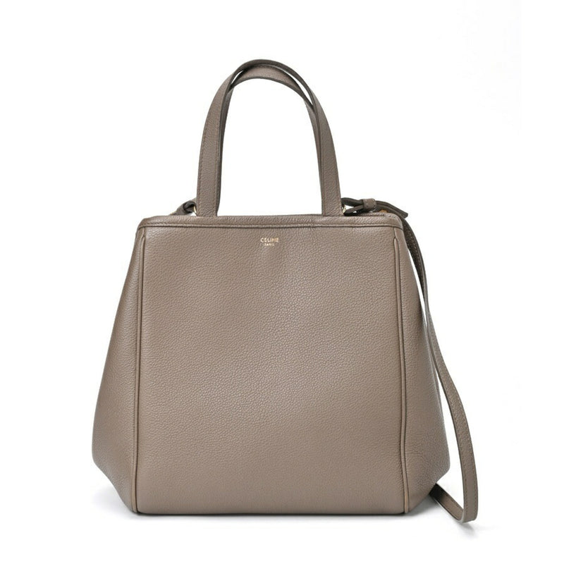 CELINE Small Fold Cabas Tote Bag 19407 Grained Calfskin Greige E-155535