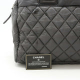 CHANEL Coco Cocoon Tote Bag Handbag Quilted Nylon Leather Grey 8620