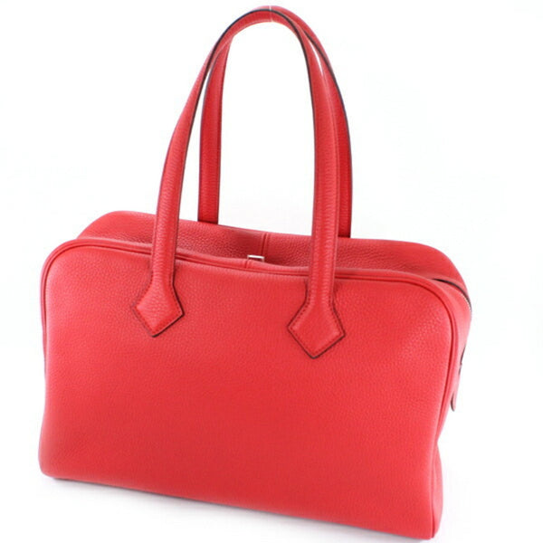 Hermes Bag Victoria 35 Red Rouge Coup Taurillon Clemence Handbag Shoulder Boston HERMES Leather Men's Women's Tote TK1883