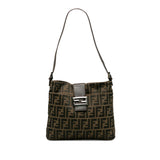 FENDI ZUCCA Mamma Bucket Handbag 26727 Brown Canvas Leather Women's