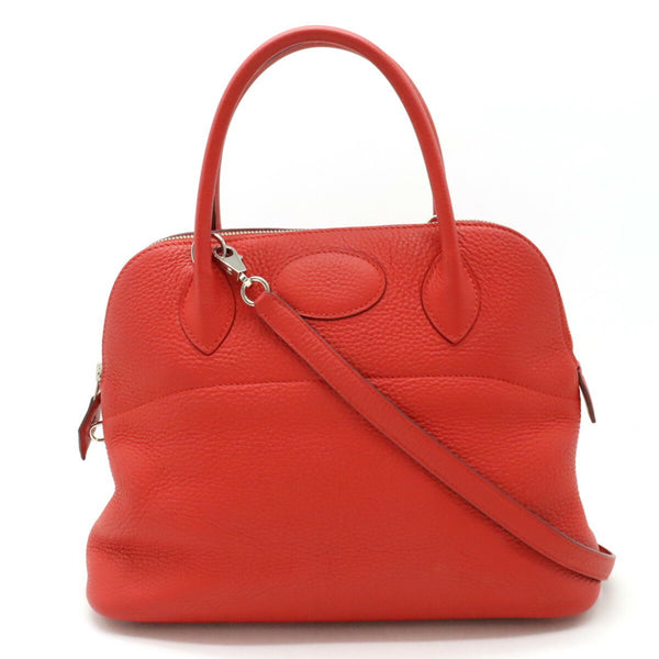 HERMES Bolide 31 Handbag Shoulder Bag Taurillon Clemence Leather Rouge Tomato Red X Stamp