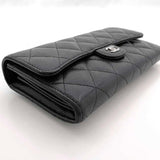 Chanel Bi-fold Long Wallet Black Matelasse AP0241 Leather Caviar Skin 28376574 CHANEL Coco Mark Flap Quilting Women's