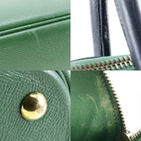 HERMES Bolide 35 Handbag Bicolor Couchevel Made in France 1992 Green/Navy 〇V Shoulder Bag 2way Zipper Bolide35 Ladies