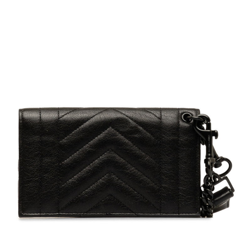 Saint Laurent YSL V-stitch shoulder bag chain wallet black leather women's SAINT LAURENT