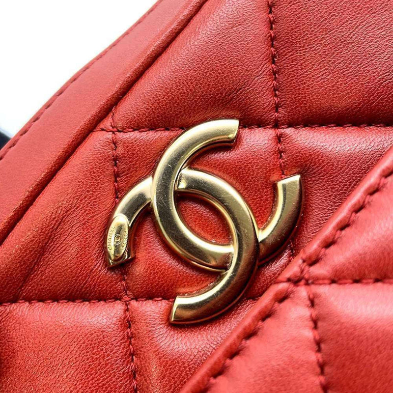 Chanel handbag, matelasse, coco mark, bowling bag, lambskin, CHANEL 2way shoulder bag