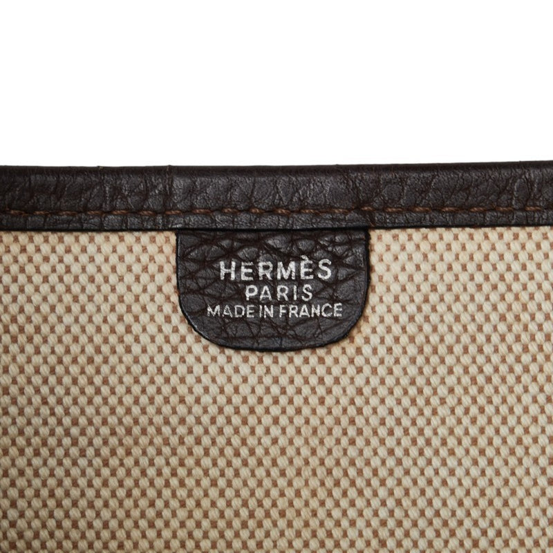 Hermes Evelyn 2 PM Dou Shoulder Bag Beige Brown Toile H Leather Women's HERMES