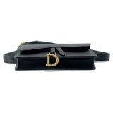 Christian Dior Body Bag Saddle Leather Waist Pouch Black