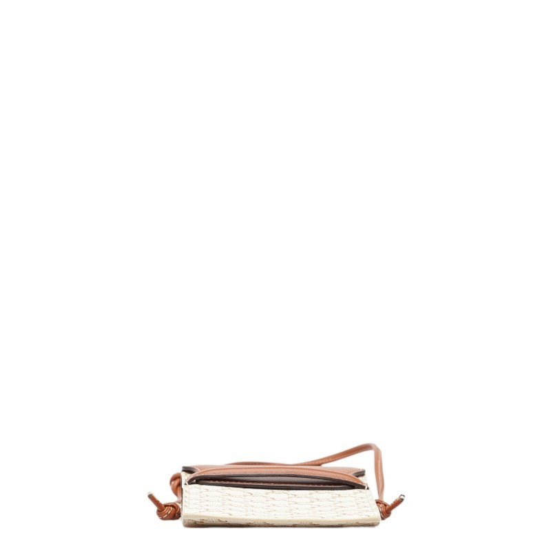 Celine Triomphe Mobile Case Shoulder Bag White Tan PVC Leather Women's CELINE