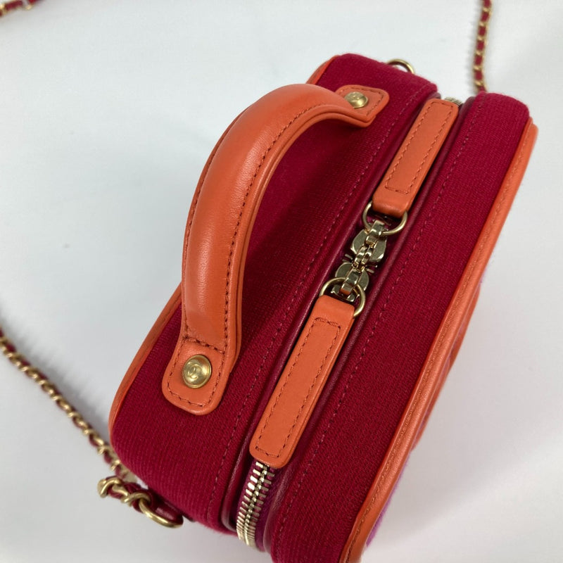 Chanel CC Mark Crossbody 2WAY bag Chain Shoulder Bag Red Orange