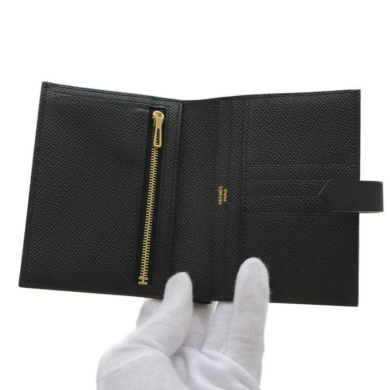 Hermes Bearn Compact Bi-fold Wallet Epson Black W Engraved