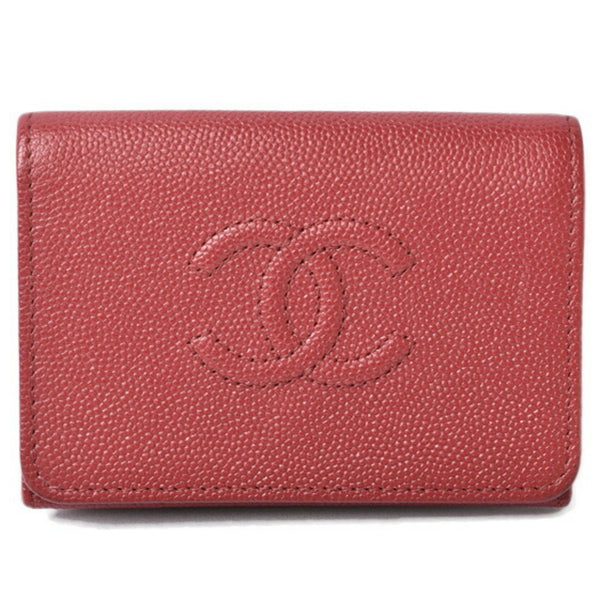 Chanel wallet CHANEL here mark caviar skin dark red