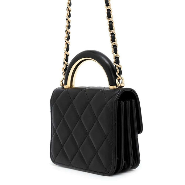 Chanel Chain Shoulder Bag Coco Mark Matelasse Lambskin CHANEL Black