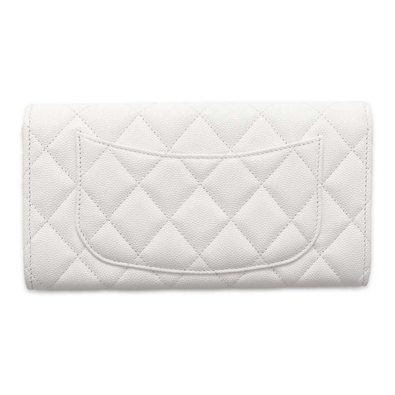 Chanel Long Wallet Classic Flap Matelasse Coco Mark Caviar Skin AP0241 CHANEL White