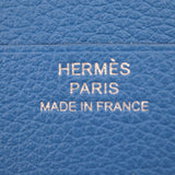 HERMES H Series Horizontal Card Holder Case Evercolor Black Blue Bi-fold B Engraved