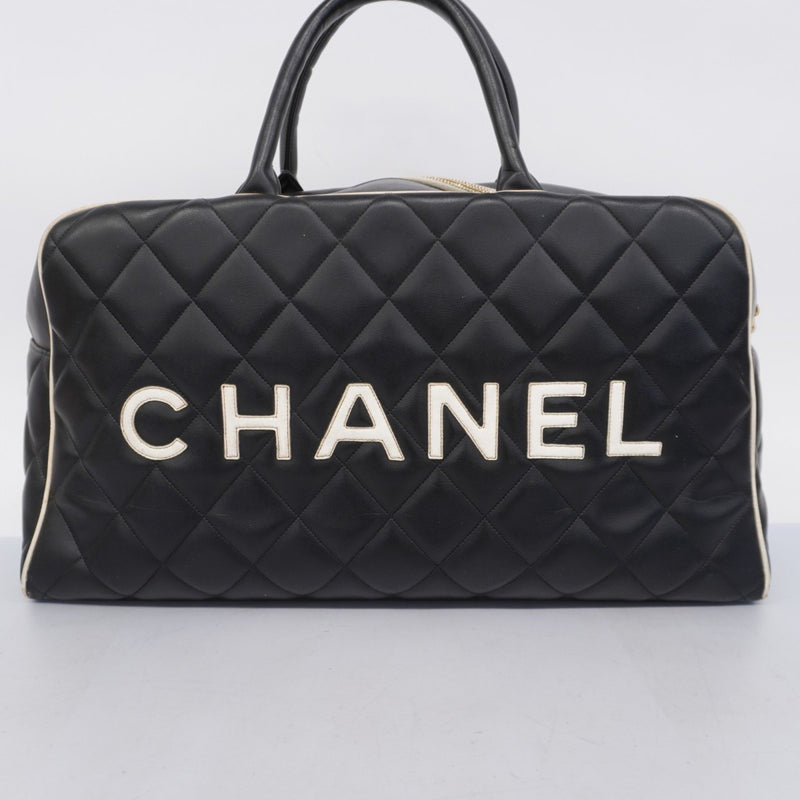 Chanel Boston Bag Matelasse Leather Black Women's