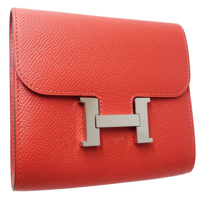 HERMES Hermes Bi-fold Wallet Constance Compact T Stamped Epsom Rouge 180596