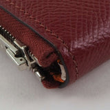 Hermes Azap Silk In Vaux Epson x Rouge Red X Unisex Long Wallet