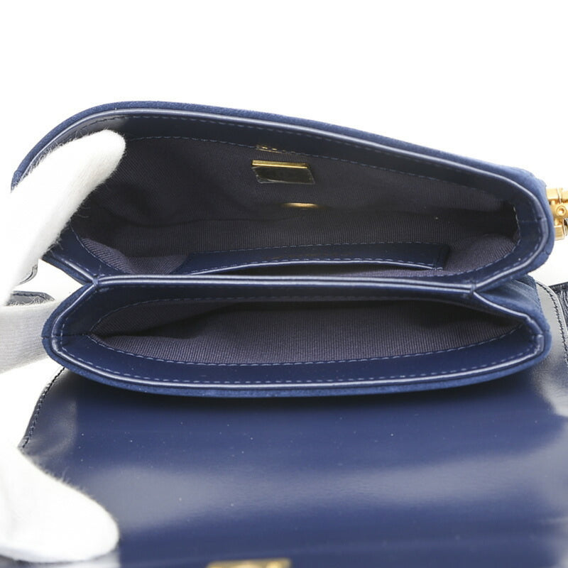 Chanel Matelasse Shoulder Bag Calf Suede Navy AS3396