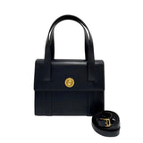 CELINE Vintage Star Ball Metal Fittings Calf Leather Genuine 2way Handbag Shoulder Bag Navy