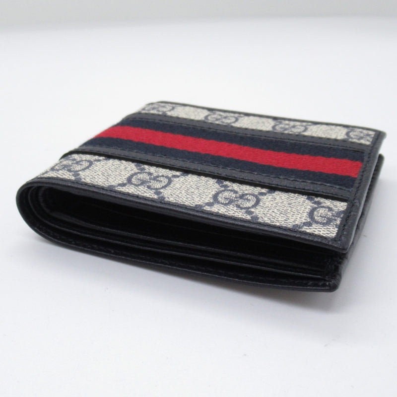 GUCCI Bi-fold Wallet Coated Canvas Men's Women's Navy Beige 59760996IWN4076