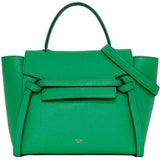 Celine 2-way bag belt green 189153 shoulder calf leather CELINE handbag flap ladies