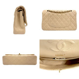 CHANEL Shoulder Bag Matelasse Caviar Skin Leather Beige Women's z1195