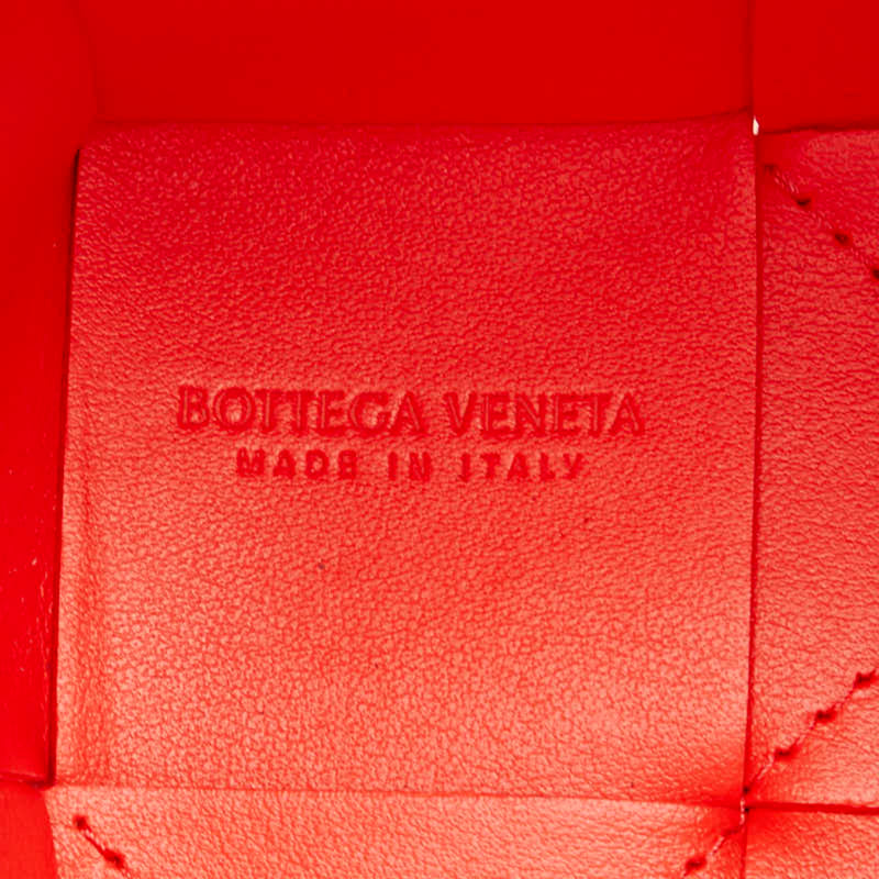 Bottega Veneta Maxi Intrecciato Small Cassette Bag Handbag Red Leather Women's BOTTEGAVENETA