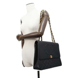 Chanel Chain Shoulder Bag Coco Mark Deca Matelasse Single Flap Lambskin CHANEL Black