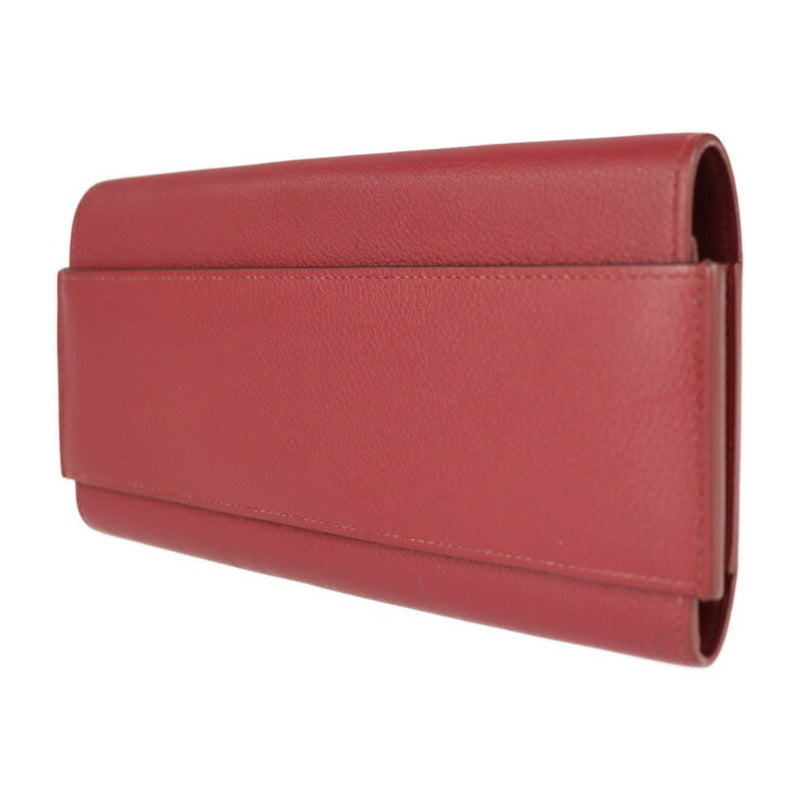 HERMES Hermes Passan Long Wallet Ever Color Rouge Grena Red Bifold X Engraved