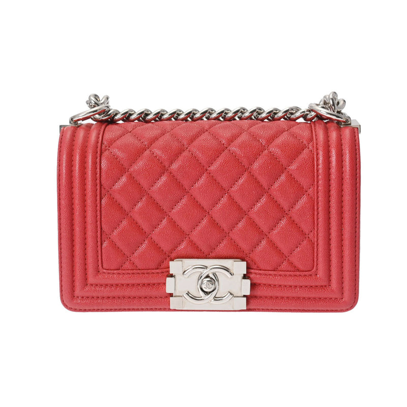 CHANEL Boy Chanel Matelasse Chain Shoulder 20cm Pink A67085 Women's Caviar Skin Bag