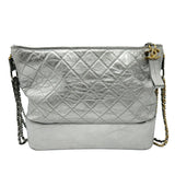 CHANEL Shoulder Bag Gabriel Leather Silver Women's n0026