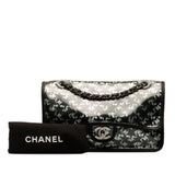 Chanel Black Lace Coco Mark Star Chain Shoulder Bag Metallic Blue Vinyl Calfskin Women's CHANEL