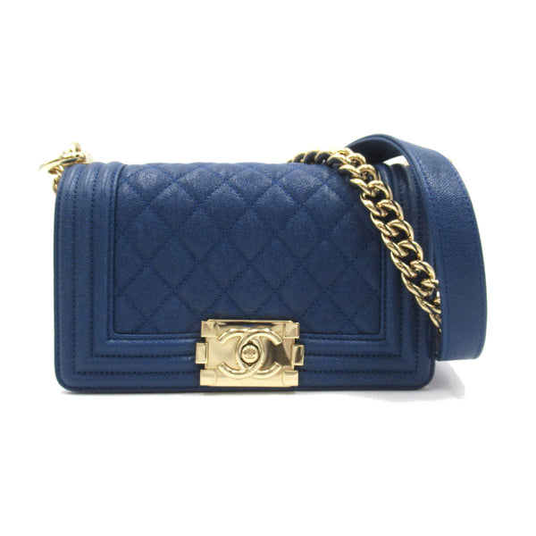 CHANEL Boy Chanel ChainShoulder Blue Caviar Skin (Grained Calf) A676851