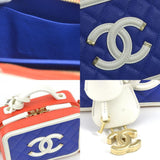 CHANEL Crossbody Shoulder Bag CC Figly Caviar Skin Leather Blue x White Orange Women's A93342