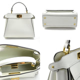 FENDI Handbag Crossbody Shoulder Bag Mini Peekaboo Leather White Gold Ladies 8BN244-AMCX