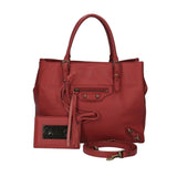 Balenciaga Paper Women's Leather Handbag Red Color