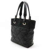 CHANEL Paris Biarritz Tote PM bag Shoulder Coated canvas Leather Black A34208